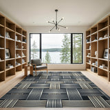 Modern Grey Basketweave Area Rug