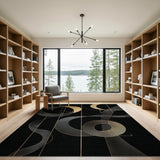Gold Crescent Moon Waves Geometric Area Rug
