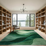 Green Flowing Waves Area Rug