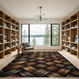 Brown Tan Woven Geometric Area Rug