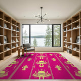 Vibrant Pink Art Deco Fan Motif Area Rug