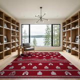 Red Gingerbread Houses Tribal Pattern Rug