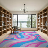 Multi-color and Patterns Swirling Blue Pink Abstract Area Rug