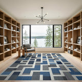 Modern Blue Denim Patchwork Area Rug
