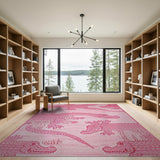 Playful Pink Crocodile Area Rug