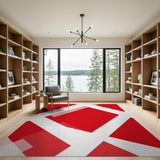 Bold Red Geometric Diamond Area Rug