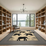 Tribal Elephant Silhouette Area Rug