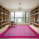 Pink Vibrant Pink Gingham Checkered Area Rug
