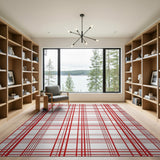 Bold Red Plaid Checkered Area Rug