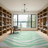 Mint Green Wavy Abstract Area Rug