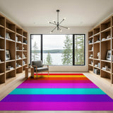 Stripe Multi-color and Patterns Vibrant Multi-Color Horizontal Stripe Area Rug