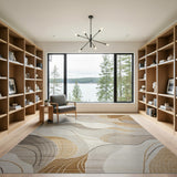 Fluid Wave Abstract Beige Neutral Area Rug