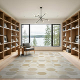 Neutral Oval Geometric Area Rug