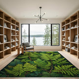 Lush Green Fern Cluster Area Rug
