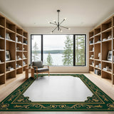 Emerald Green Gold Ornate Border Area Rug