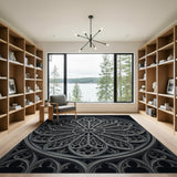 Gothic Rose Window Grey Area Rug
