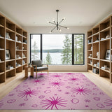 Playful Pink Starburst Doodle Rug