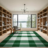Rustic Farmhouse Green Green Plaid Checkered Area Rug