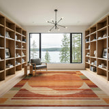 Orange Striped Abstract Sun Area Rug