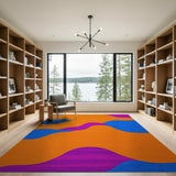 Geometric Modern Multi-color and Patterns Vibrant Wavy Multi-Color Geometric Area Rug