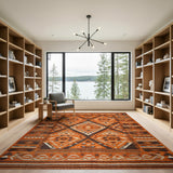 Burnt Orange Diamond Geometric Southwestern Rug