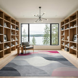 Pink Wavy Pink Abstract Area Rug