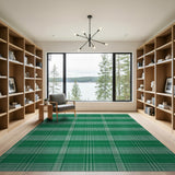 Geometric Modern Vibrant Green Plaid Check Area Rug
