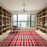 Bold Red Gingham Check Area Rug