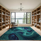 Teal Octopus Abstract Area Rug