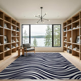 Dynamic Black White Wavy Abstract Area Rug