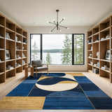 Blue and Gold Geometric Area Rug