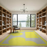 Yellow Geometric Circles Abstract Area Rug