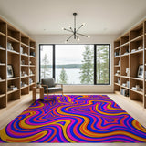 Vibrant Psychedelic Wave Area Rug