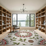 Festive Holly Berry Wreath Pattern Area Rug