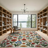 Whimsical Wildflower Button Floral Area Rug