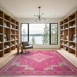 Pink Pink Starburst Southwestern Area Rug
