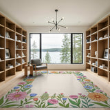 Vibrant Wildflower Border Area Rug