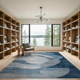 Abstract Blue Waves Area Rug