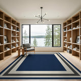 Navy Blue Framed Border Area Rug