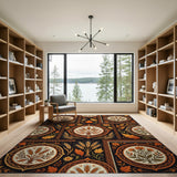 Ornate Wheat Harvest Medallion Rug