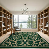 Green Emerald Green Persian Medallion Area Rug