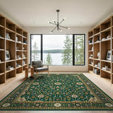 Emerald Green Traditional Persian Floral Area Rug