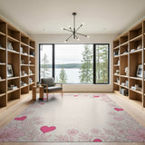 Blush Pink Floral Hearts Area Rug
