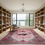 Pink Southwestern Cowboy Horse Silhouette Rug