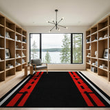 Bold Red Black Geometric Area Rug