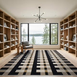 Modern Black White Plaid Grid Area Rug