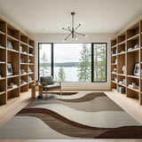 Wavy Brown Tan Abstract Area Rug