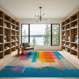 Multi-color and Patterns Geometric Modern Vibrant Multi-Color Geometric Stripe Area Rug
