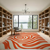 Abstract Area Red Vibrant Red Swirl Abstract Area Rug