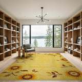 Sunflower Border Yellow Area Rug